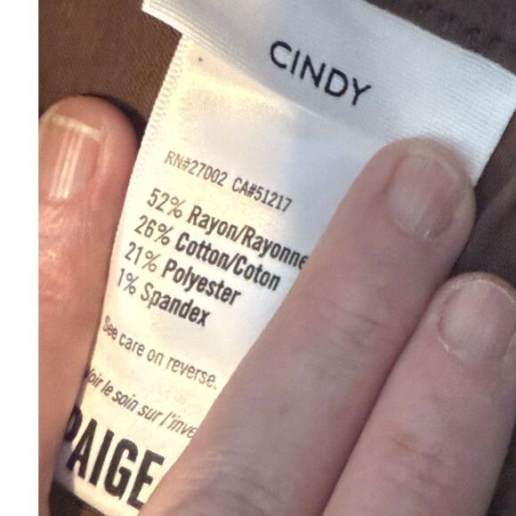 Paige Cindy Coated High Rise Straight Jeans Brown Size 31 Chic Night Out - Picture 9 of 12